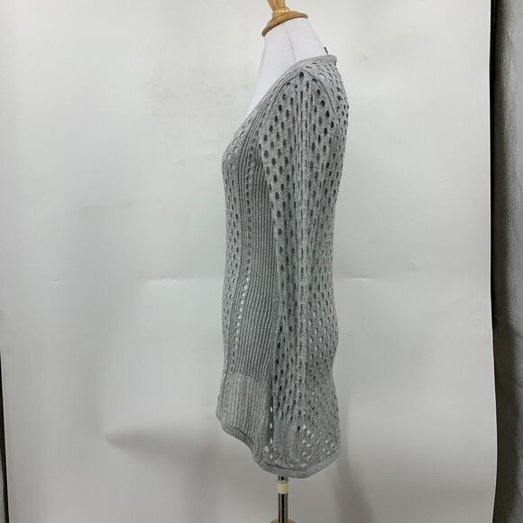 Rock & Republic Perforated Sweater Womens S Small Silver All Over Cutout Stretch - Picture 4 of 10